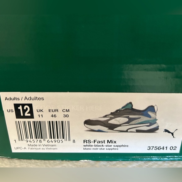 NWT Men's Puma RS “Fast Mix” Trainer Sneakers - Size 12 - Picture 10 of 12
